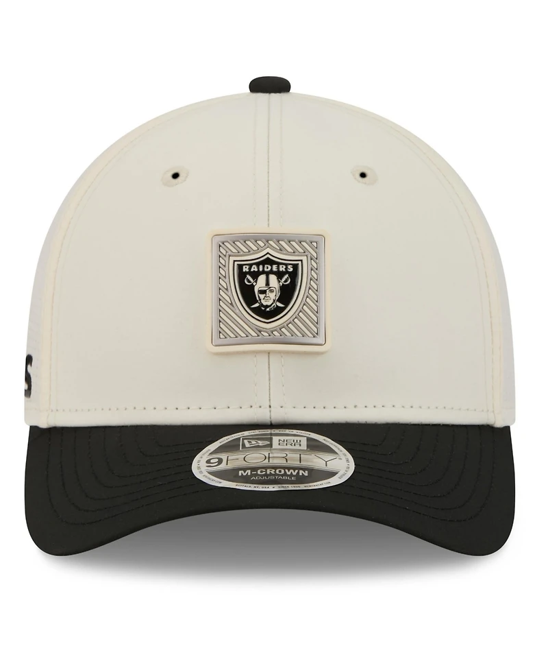 New Era Men's Cream/Black Las Vegas Raiders 2026 Nfl Training Camp 9FORTY Adjustable Hat