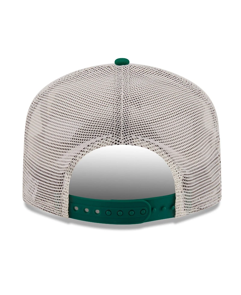 New Era Men's Cream Boston Celtics Layered Patch 19TWENTY Adjustable Hat