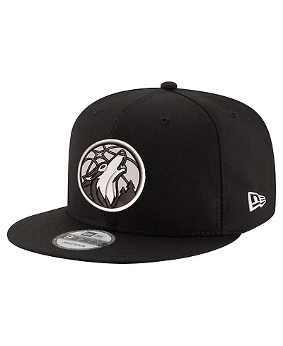 New Era Men's Black/White Minnesota Timberwolves 9FIFTY Snapback Hat