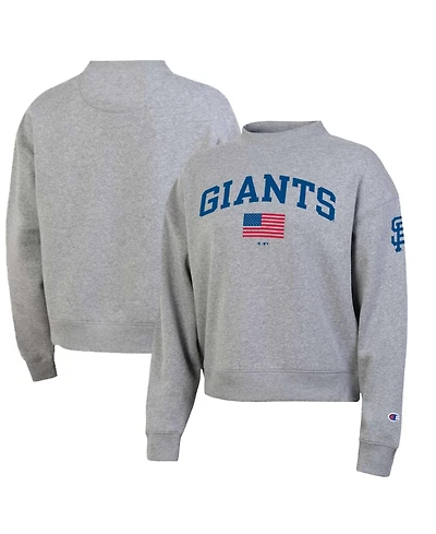 Champion Women's Heather Gray San Francisco Giants Americana Triumph Fleece Tri-Blend Sweatshirt