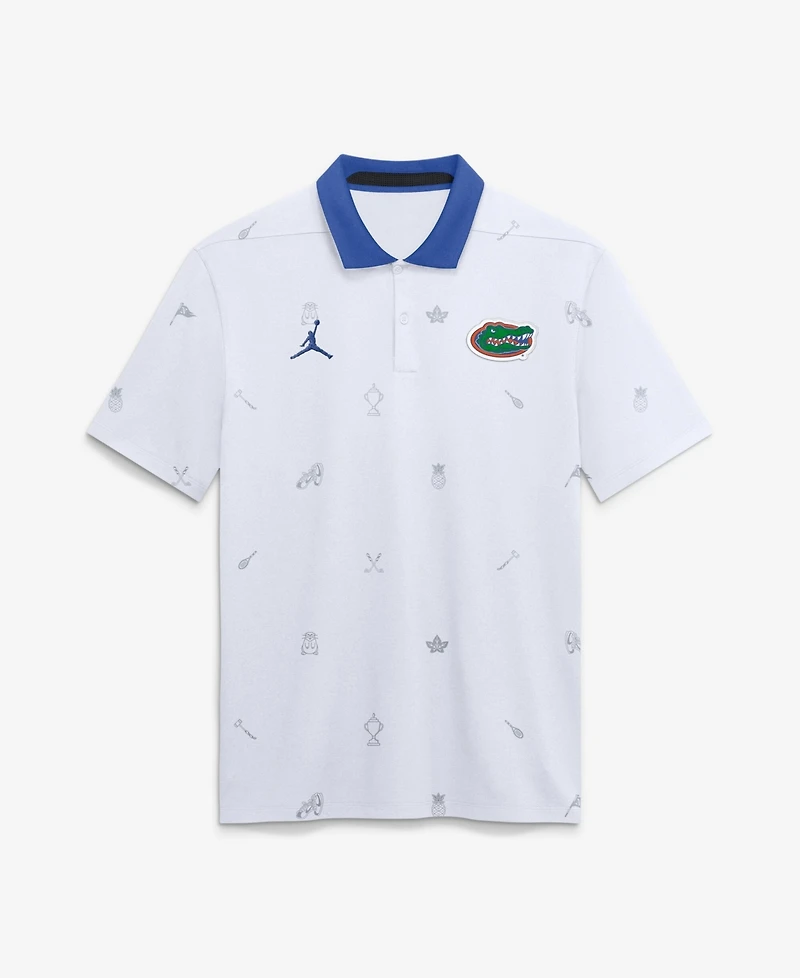 Jordan Men's White Florida Gators Vapor Pattern Dri-fit Polo Shirt