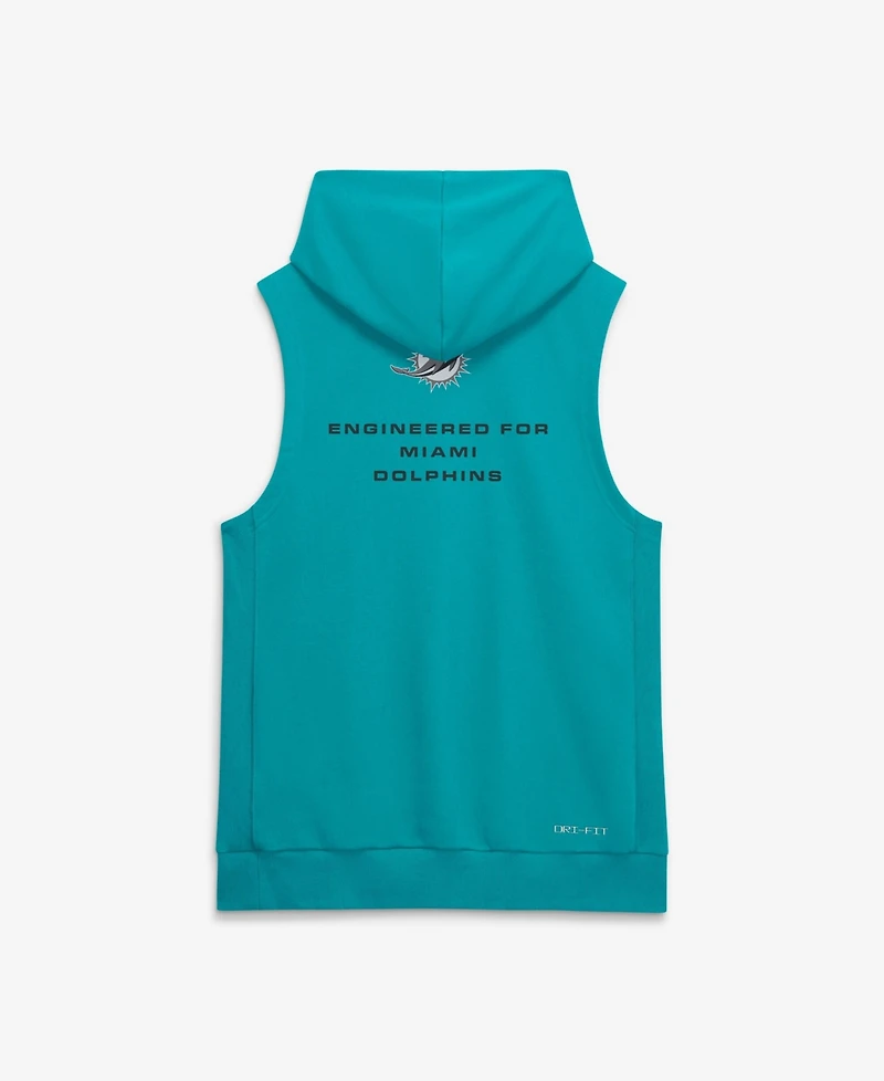 Nike Men's Aqua Miami Dolphins Sideline Standard Issue Dri-fit Sleeveless Hoodie