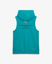 Nike Men's Aqua Miami Dolphins Sideline Standard Issue Dri-fit Sleeveless Hoodie