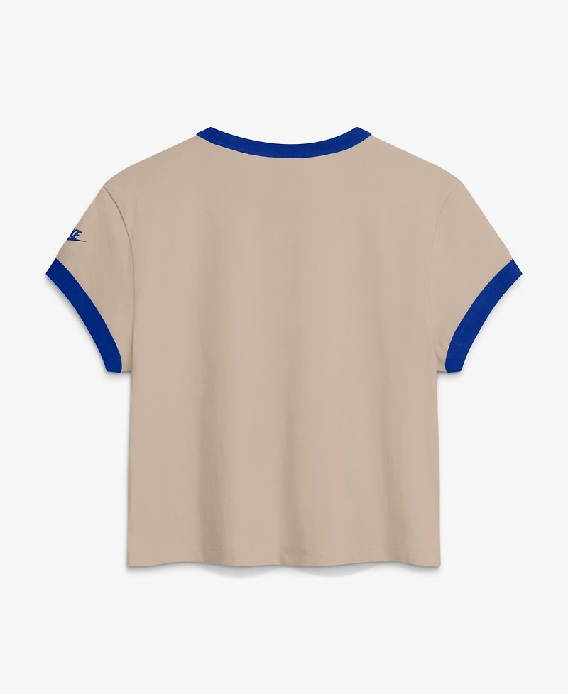 Nike Women's Beige Seattle Seahawks Rewind Ringer Mod Cropped T-Shirt
