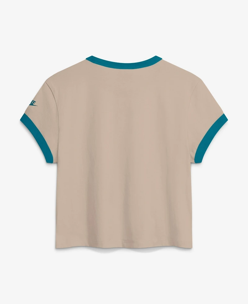 Nike Women's Cream Jacksonville Jaguars Rewind Ringer Mod Cropped T-Shirt