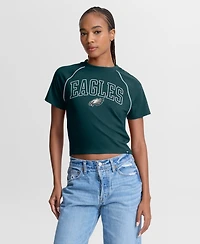 Fanatics Women's Midnight Green Philadelphia Eagles Offensive Scheme Raglan Tri-Blend Cropped Top
