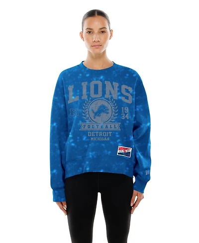 New Era Women's Blue Detroit Lions Throwback Oversized Boxy Sweatshirt