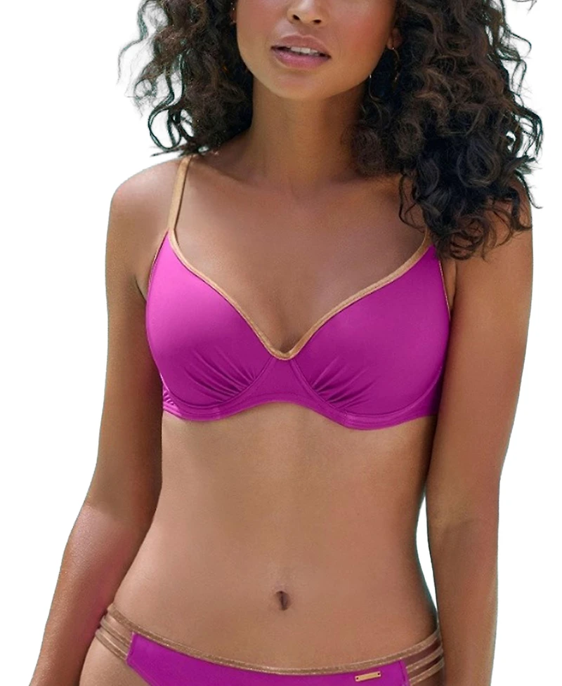 Lascana Women's Metallic Trim Underwire Bikini Swimsuit Top Bra Sizing