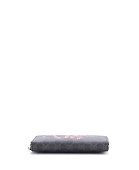 Pre-Owned Gucci Zip Around Wallet Printed Gg Coated Canvas