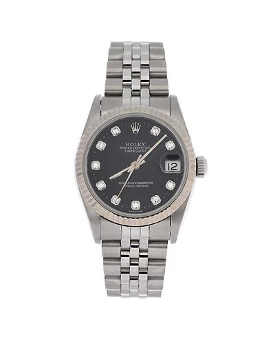 Pre-Owned Rolex Oyster Perpetual Datejust Automatic Watch in Stainless Steel and White Gold with Diamond Markers 31mm