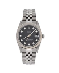 Pre-Owned Rolex Oyster Perpetual Datejust Automatic Watch in Stainless Steel and White Gold with Diamond Markers 31mm