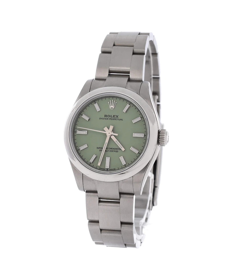 Pre-Owned Rolex Oyster Perpetual Pistachio Green Automatic Watch in Stainless Steel 31mm