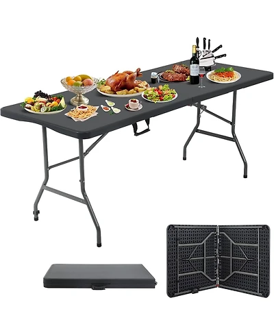 Aofar Folding Table Heavy Duty Plastic Utility Indoor Outdoor Party Dining Lock Function