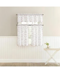 No. 918 Jacqueline Tonal Floral Puff Print Semi-Sheer Rod Pocket Kitchen Curtain Valance