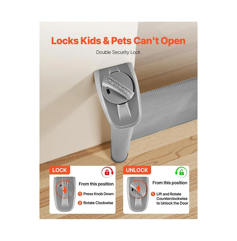 Ruie Retractable Pet Gate with Security Lock 31 in Tall and 56 in Wide