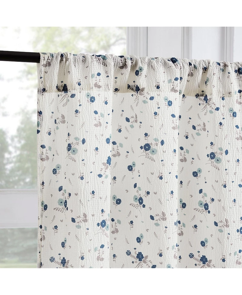 No. 918 Mirabelle Ditsy Floral Semi-Sheer Rod Pocket Kitchen Curtain Tier Pair