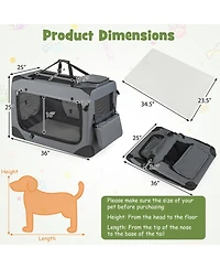 Hongge Collapsible Soft Dog Travel Crate with Mesh Windows 3 Doors and Washable Cushion
