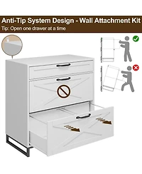 Vabches File Cabinet 3 Drawers Lateral File Cabinet for Letter/Legal/A4 Size Hanging Files