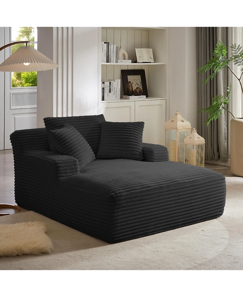 Sailvan Oversized Chaise Lounge Chair, Corduroy Upholstered Modern Sofa Couch,No Assembly Required