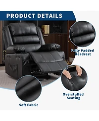 homfan Rocking Recliner Chair for Adults Manual Swivel Rocker with Cup Holders Leather Upholstered Comfy Single Sofa