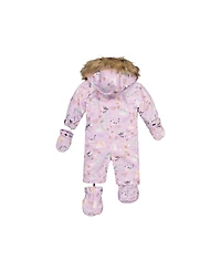 Deux par Baby Girls One Piece Snowsuit Adapted for Car Seats Cat Print