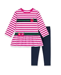 Florence Eiseman Little Girl's (2T - 6X) Stripe Knit Tunic With Sport Flowers And Leggings