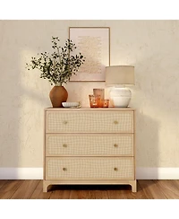 Plank+Beam Elio Rattan Drawer Dresser with Brass Knob