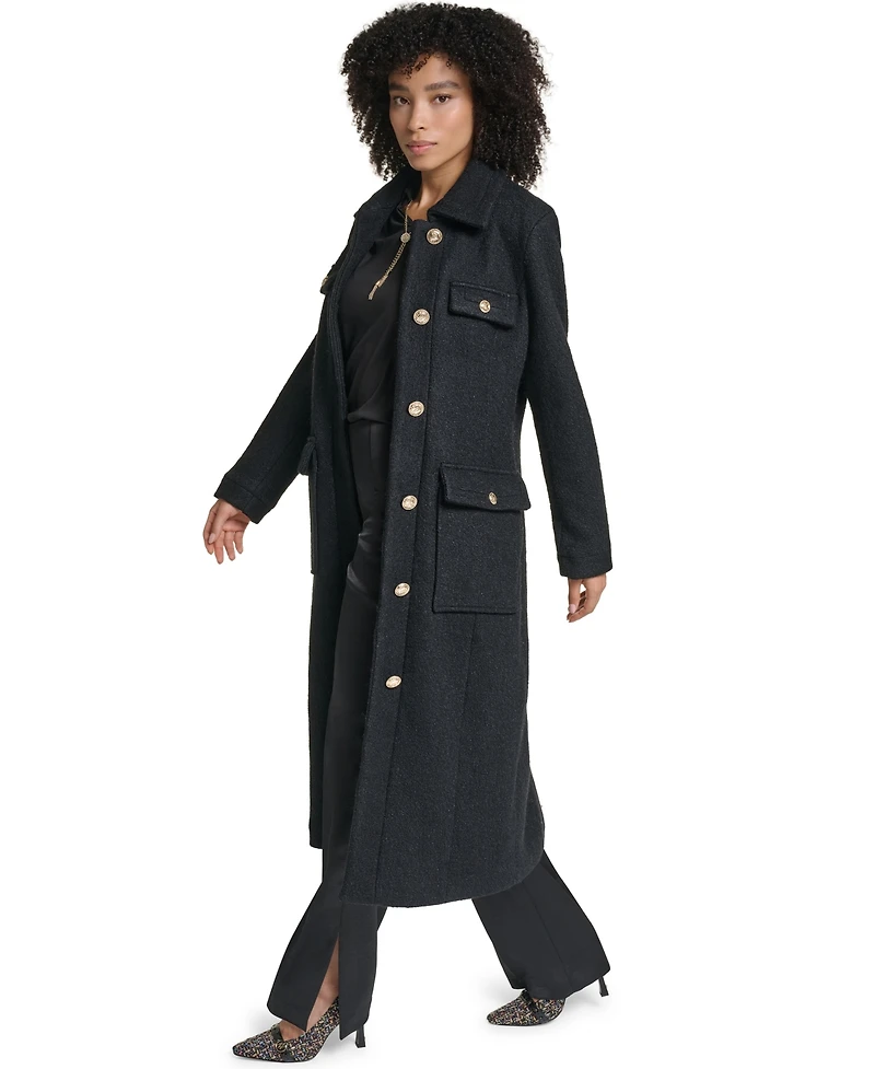 Karl Lagerfeld Paris Women's Button Front Contrast Coat