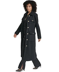 Karl Lagerfeld Paris Women's Button Front Contrast Coat