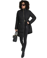 Karl Lagerfeld Paris Women's Tweed Sparkle Long Puffer Coat