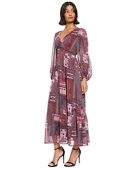 London Times Women's V-neck Long Dress