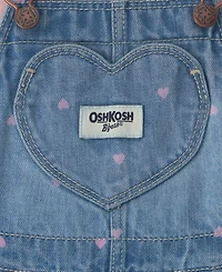Osh Kosh Baby Girls' Sleeveless Heart Denim Jumper and T-Shirt, 2-Piece Set