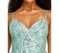 B Darlin Juniors' Lace Sweetheart Double-Strap Dress