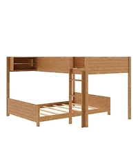 Streamdale Furniture Full Xl over Full Xl Wooden Bunk Bed with Storage, Ladder