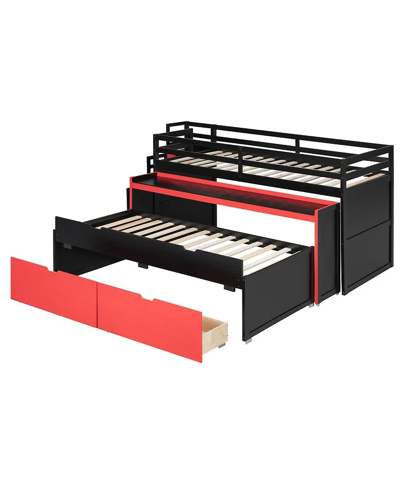 Streamdale Furniture Twin Xl Loft Bed with Desk, Trundle, Storage Steps