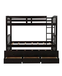 Streamdale Furniture Twin Bunk Bed with Trundle, 3 Drawers and Ladder