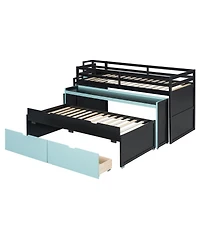 Streamdale Furniture Loft Bed with Desk, Trundle, Storage Steps, and Drawers