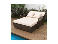 Boyel Living Patio Adjustable Wicker Daybed with 4-Level Backrest and Soft Cushions