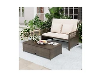Boyel Living Patio Adjustable Wicker Daybed with 4-Level Backrest and Soft Cushions