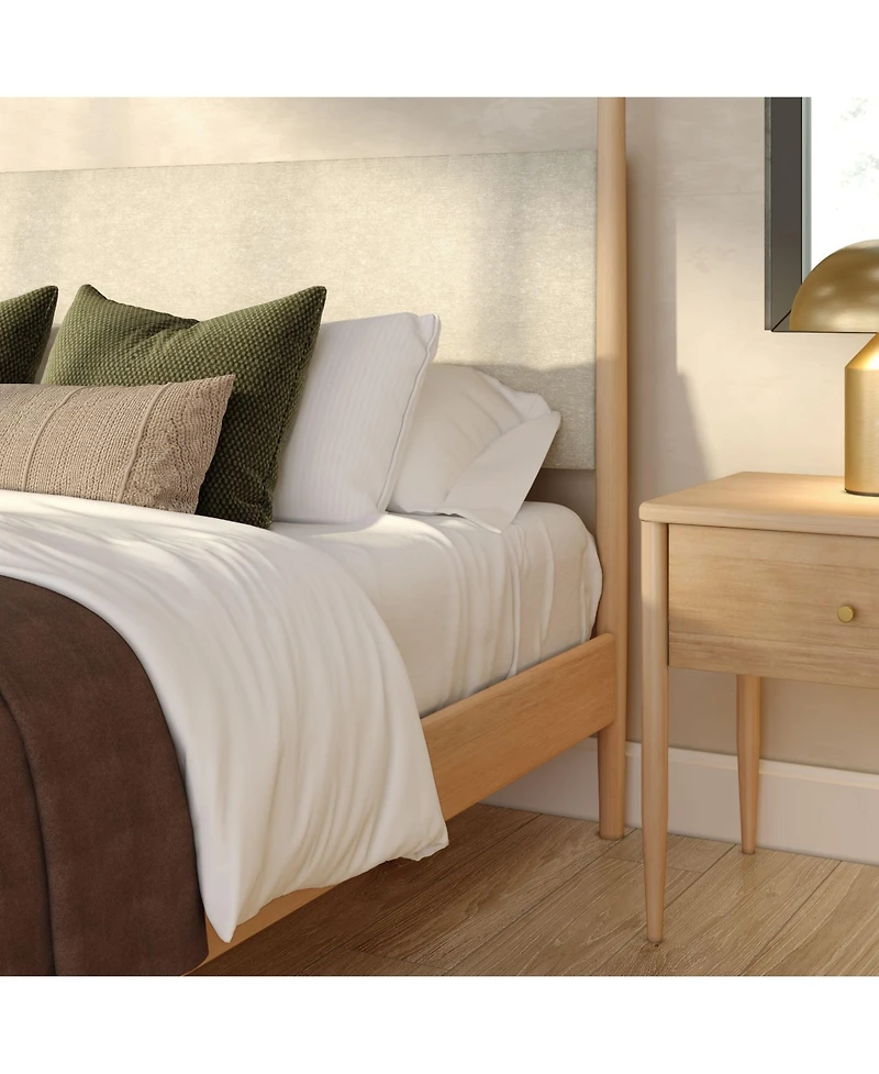 Plank+Beam Harbor Queen Canopy Bed with Upholstered Headboard