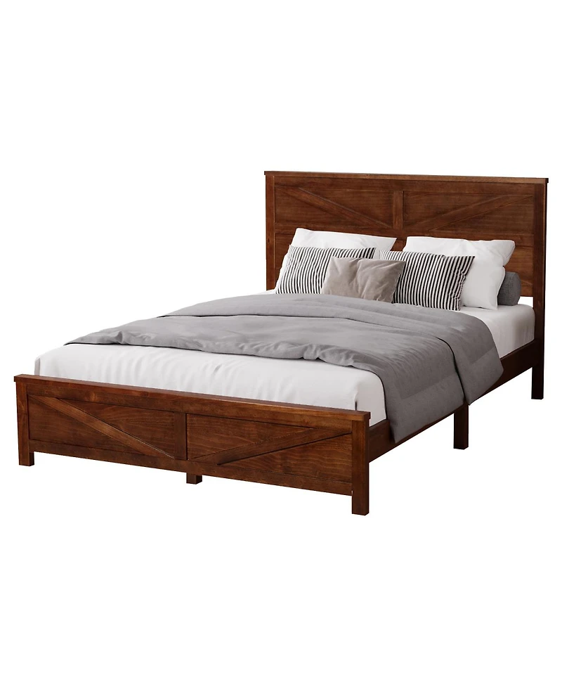 Streamdale Furniture Farmhouse Queen Bed with Barn Door Headboard and Footboard