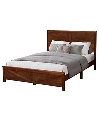 Streamdale Furniture Farmhouse Queen Bed with Barn Door Headboard and Footboard
