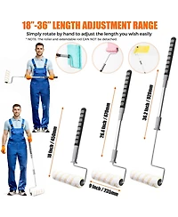 Xdovet 6houset Roller Kit 9 Inch Extendable Frame 5 Covers 1/2" Nap 18"-36" Walls Ceilings Floor