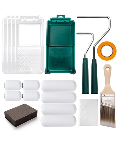 Xdovet Paint Roller Kit Foam Mini Covers Tray Liners Brush Supplies Walls Trim Ceilings