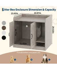 homfan Double Cat Litter Box Enclosure – Modern Hidden Wooden Washroom Cabinet with Divider and Mark Mat, Multi-Functional Indoor House Bench