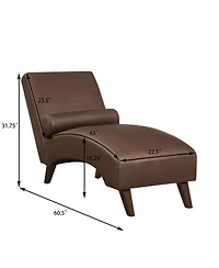 Streamdale Furniture Mid-Century Modern Tech Fabric Chaise Lounge with Bolster Pillow