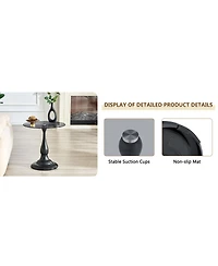 Streamdale Furniture Vintage Matte Round Metal Side Table with Glass Top (19.6)