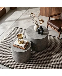 Streamdale Furniture 2-Piece Round Wooden Nesting Coffee Table Set