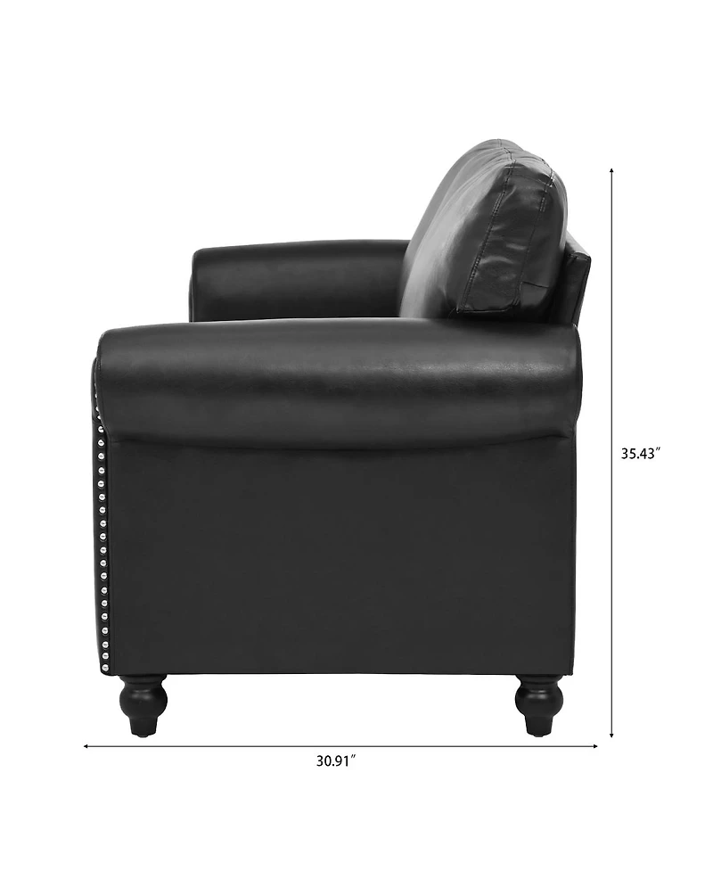 Streamdale Furniture Elegant Pine Wood Armchair with Silver Nailhead Trim and Detachable Cushion