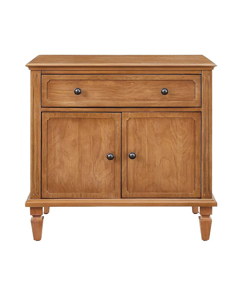 Streamdale Furniture Farmhouse Nightstand with Charging Station, Drawer, and Storage Cabinet